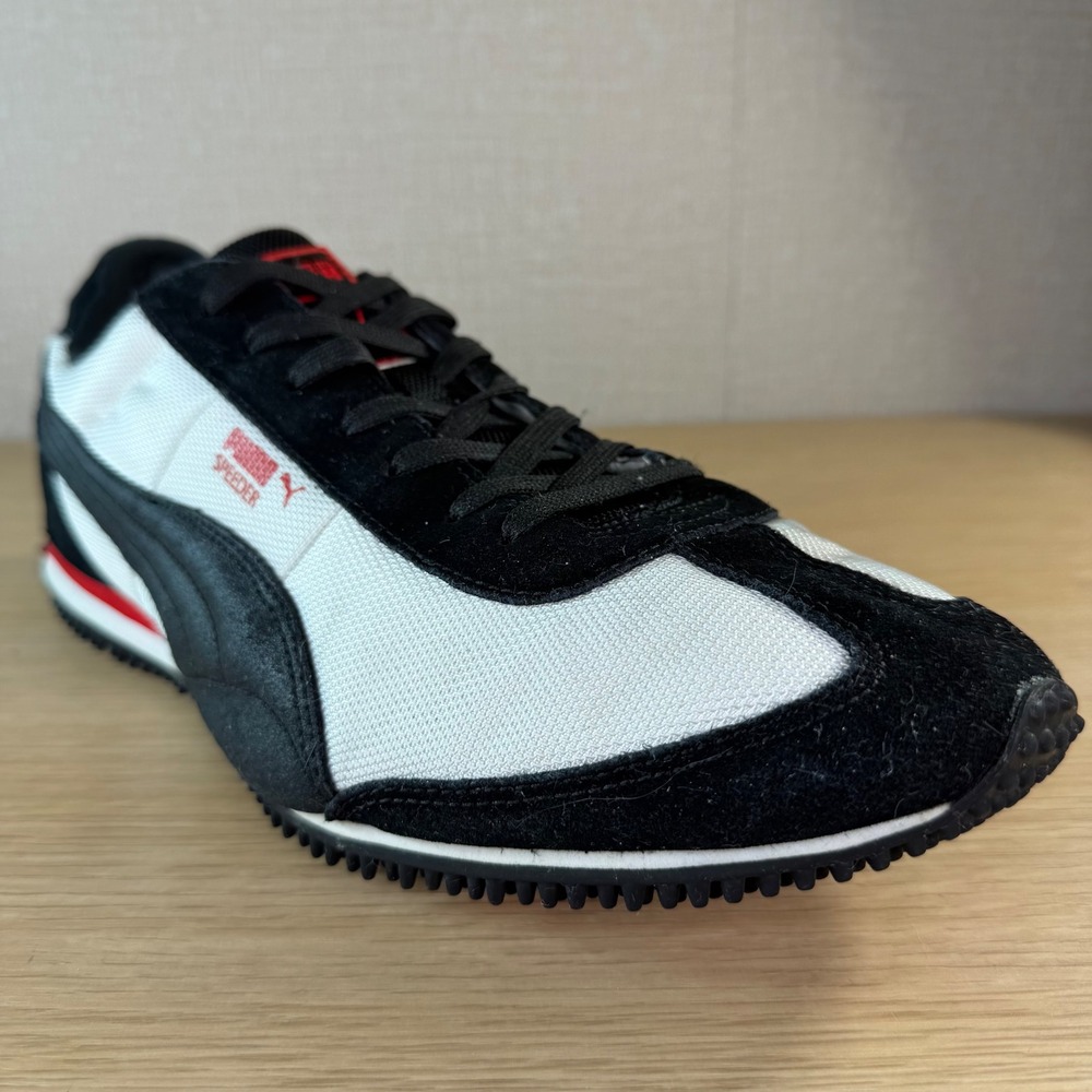 Puma Speeder Men 13 Retro Sneaker Black White Red Suede Y2K Driving Shoe EU 47